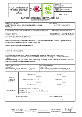 Rapporto di verifica ispettiva PEFC CoC 2024