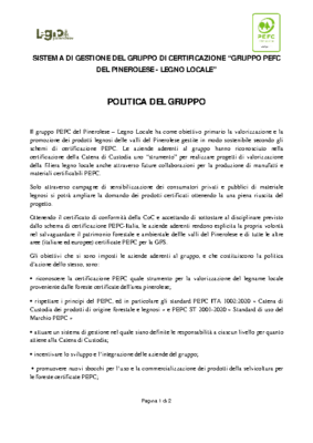 Politica del gruppo PEFC del pinerolese – Legno locale